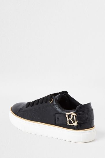 River Island Black Og Ri Buckle Plim Shoes