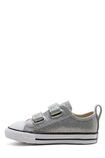 Converse Silver 2V Glitter Junior Trainers