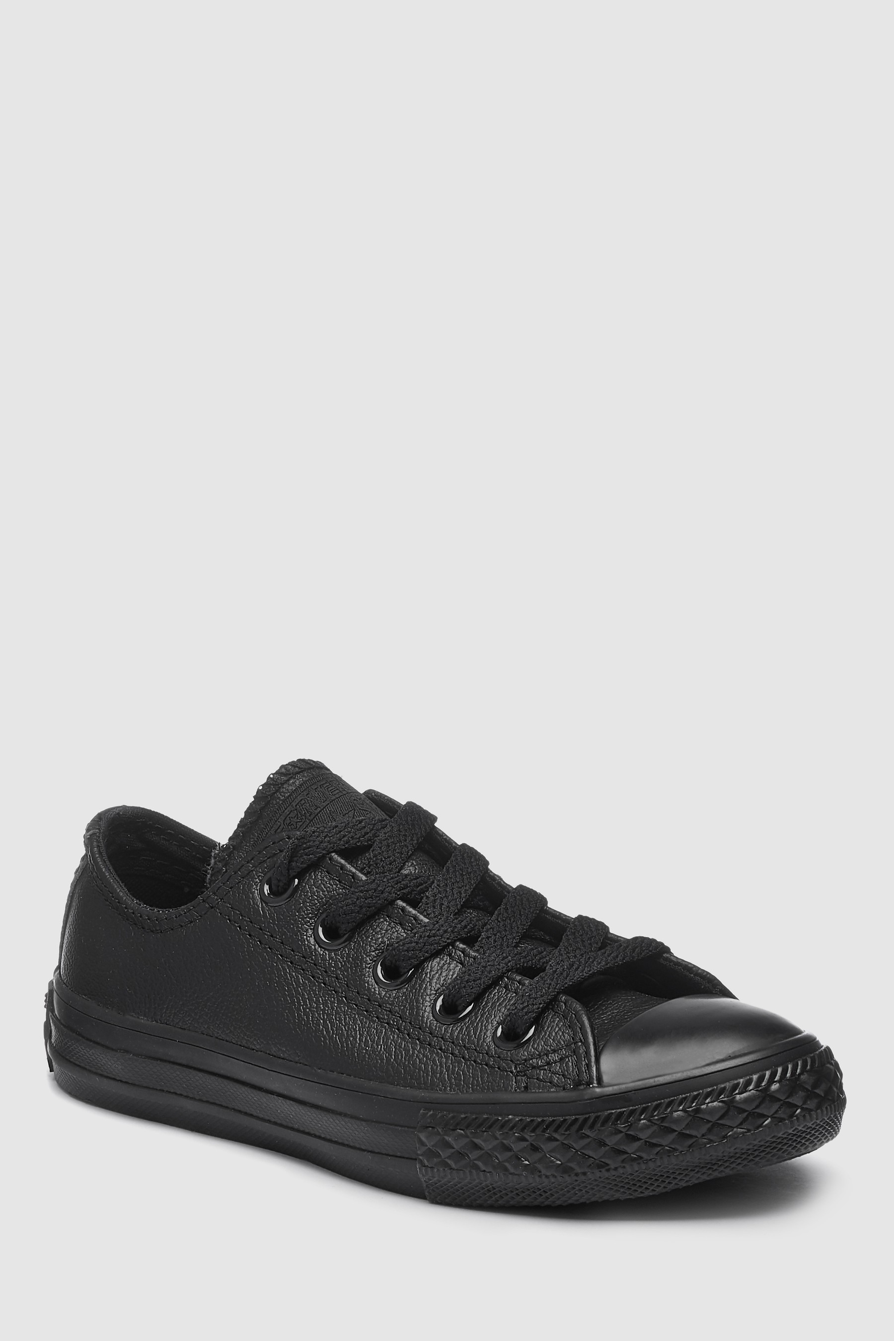 Converse Junior Black Leather Chuck Taylor Ox Low Trainers