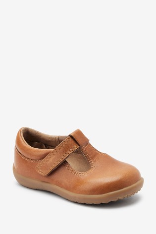 Little Luxe™ Leather T-Bar Shoes Wide Fit (G)