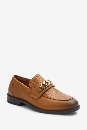 Gold Chain Snaffle Loafers