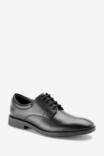 Leather Plain Front Lace-Up Shoes