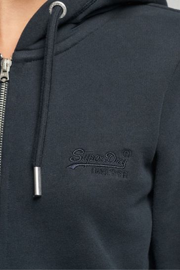 Superdry Blue Vintage Logo Embroidered Zip Hoodie