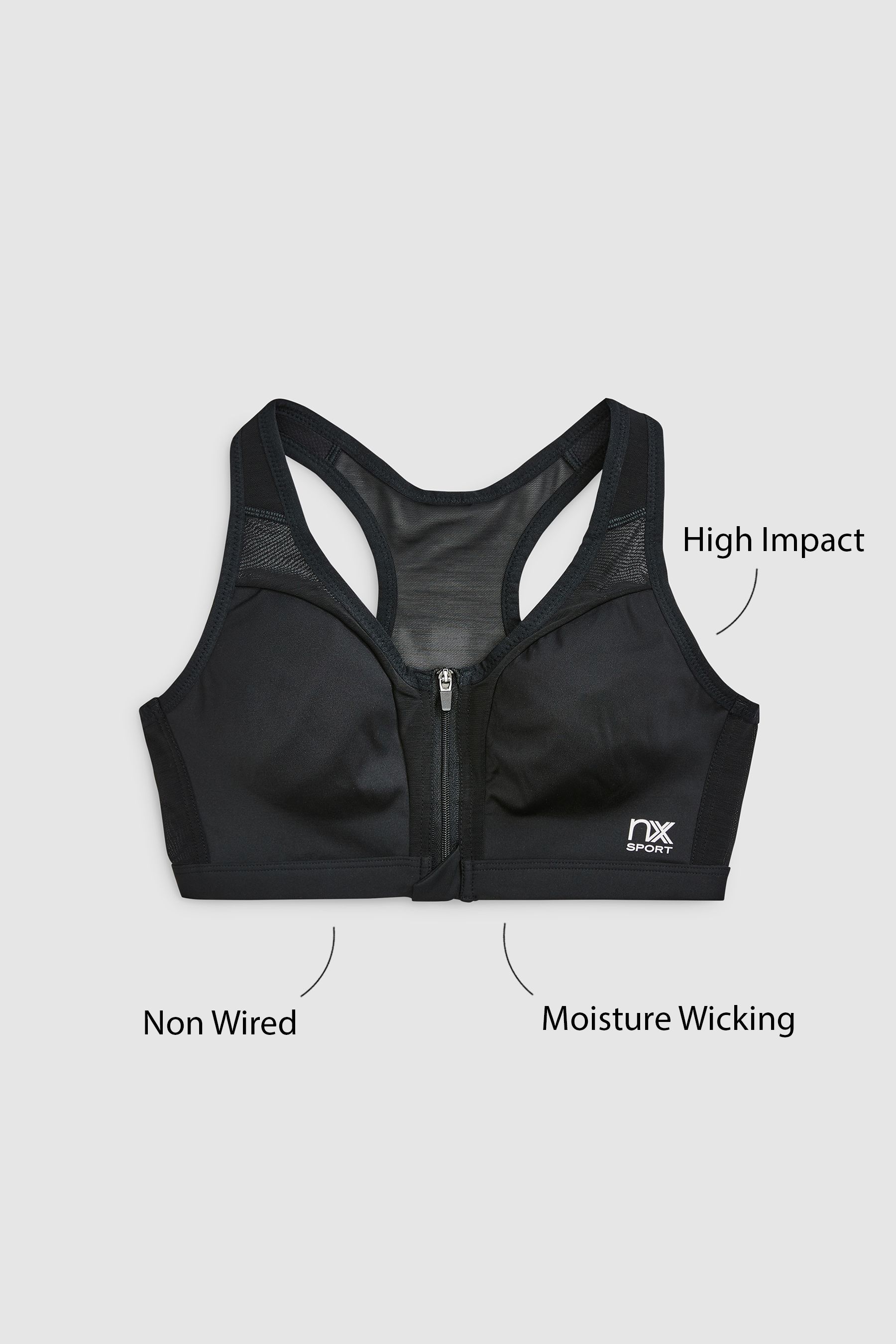 Next Active Sports High Impact Zip Front Bra