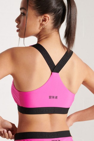 Superdry Pink Logo Crop Bikini Top