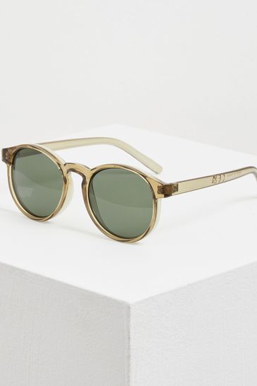 Oliver Bonas Small Green Preppy Round Sunglasses