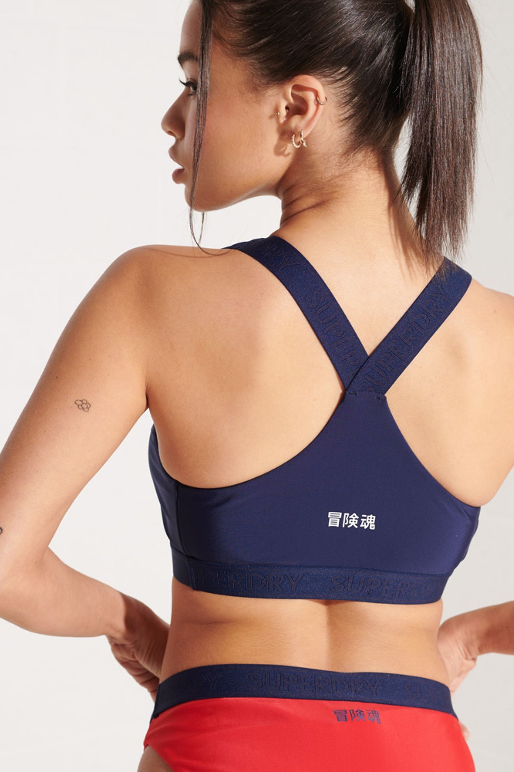 Superdry Blue Logo Crop Bikini Top