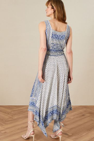 Monsoon Kemala Blue Print Dress