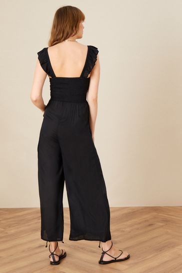 Monsoon Black Plain Ruffle Jumpsuit