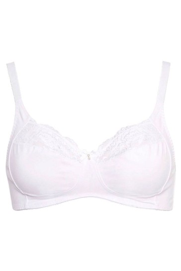 Yours Non Wired Cotton Lace Trim Bra