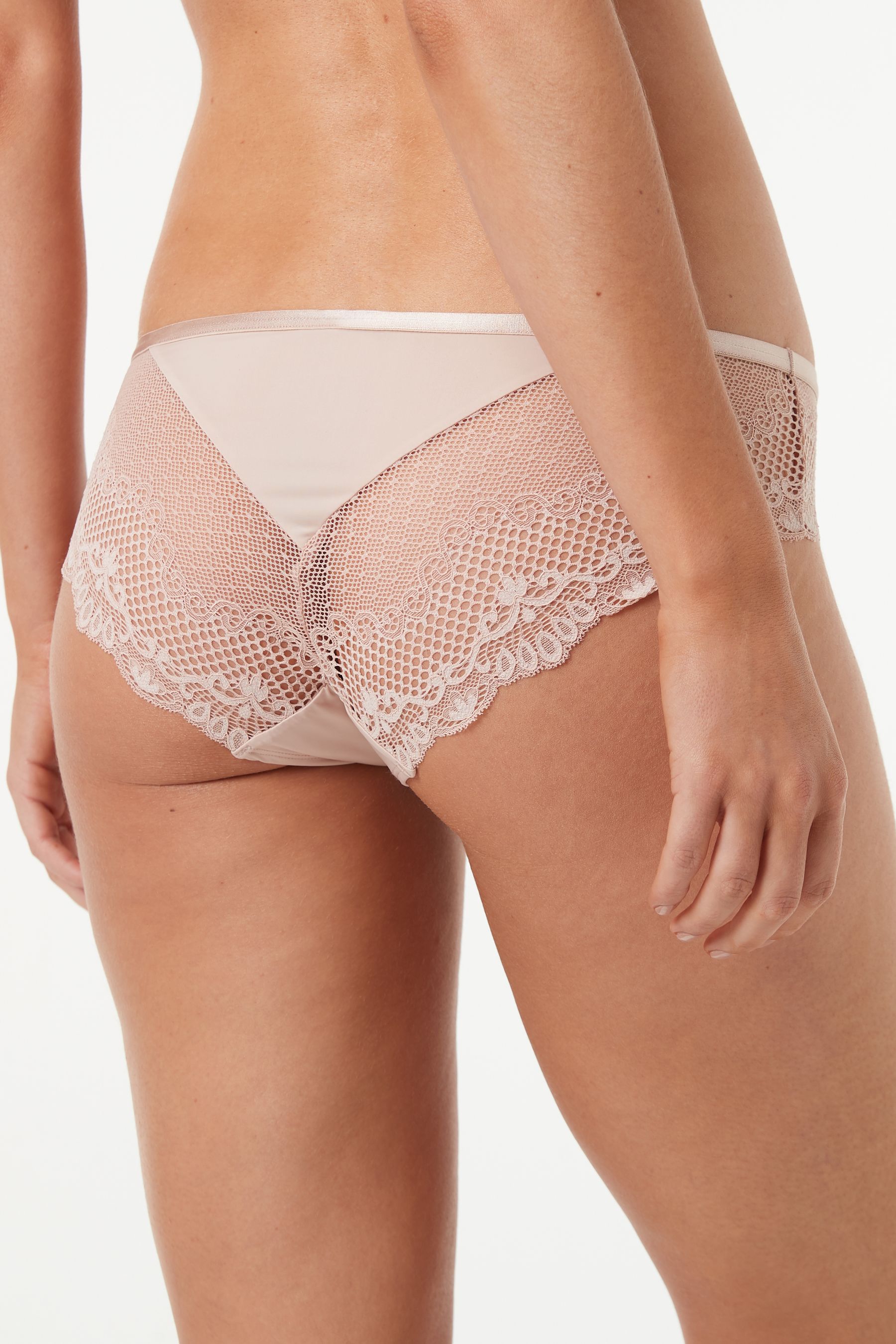 Microfibre And Lace Knickers Brazilian