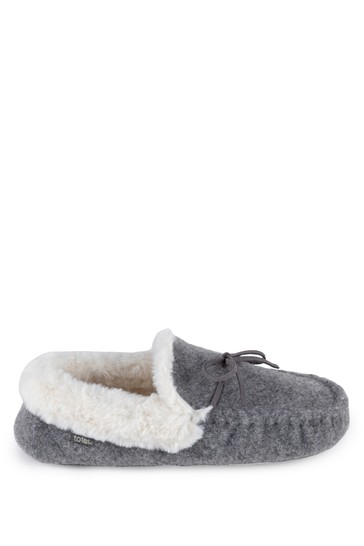 Totes Ladies Felt Moccasin Slippers