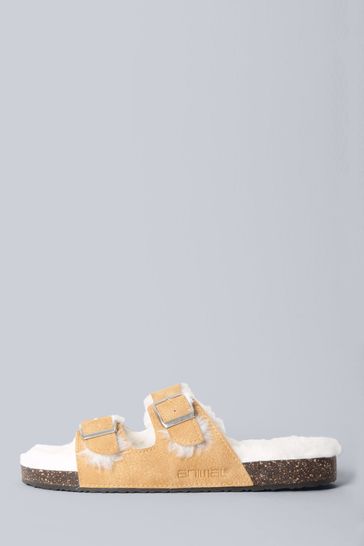 Animal Yellow Warm Lined Sliders