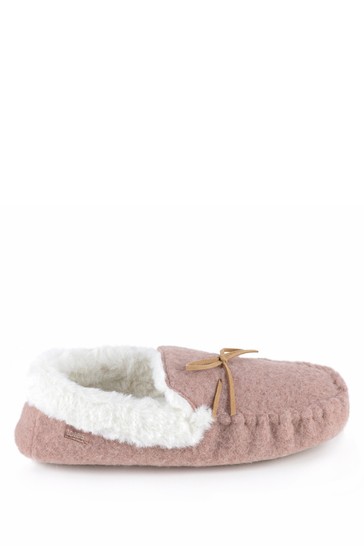 Totes Ladies Felt Moccasin Slippers