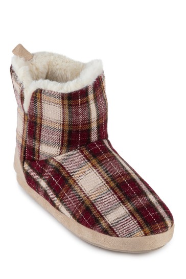 Totes Ladies Tartan Boot Slippers