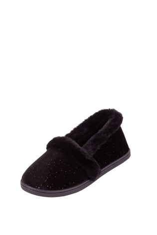 Totes Sparkle Velour Full Back Slipper