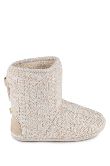 Totes Ladies Tall Knitted Cable Boot with Borg Lining