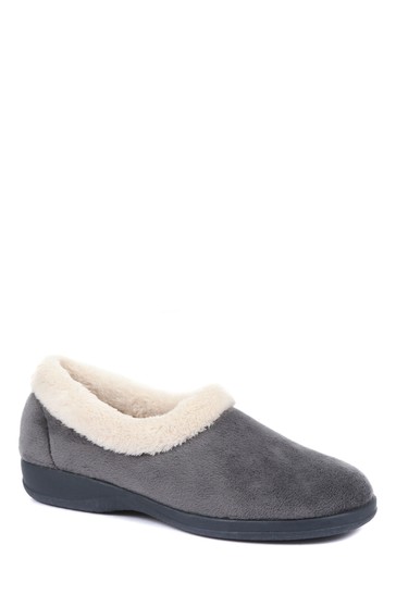 Pavers Ladies Grey Full Slippers