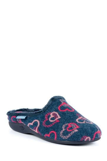 Lunar Blue Heart Mule Slippers