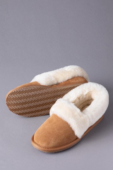 Lakeland Leather Ladies Sheepskin Cuff Slippers