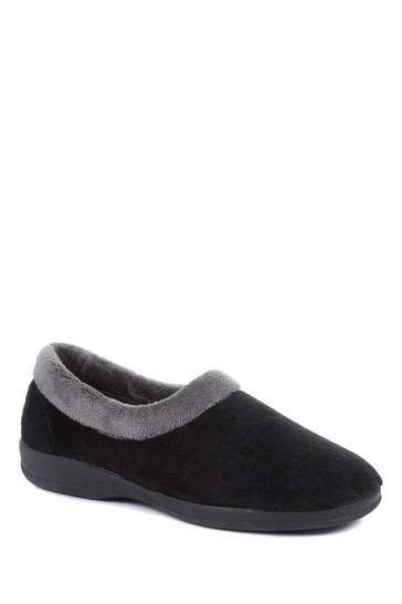 Pavers Ladies Black Full Slippers