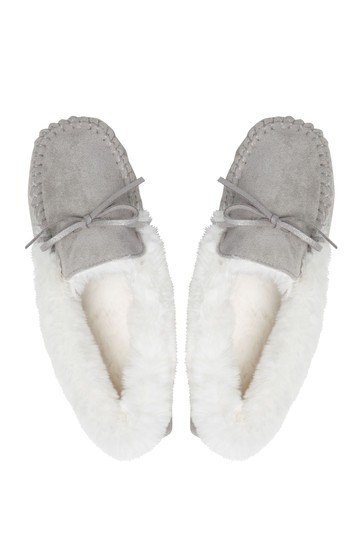 M&Co Grey Moccasin Slippers