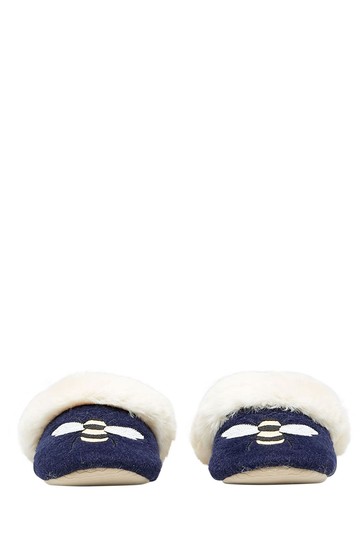 Joules Navy Slip On Bee Slippers