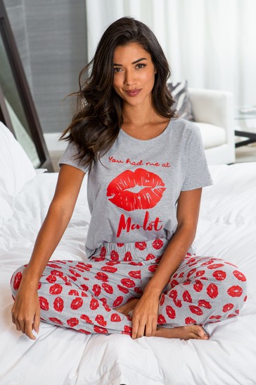 Pour Moi You had me at Merlot Cotton Jersey Pyjama Set