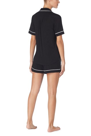 DKNY Black Signature Shorty Notch Collar Pyjama Set