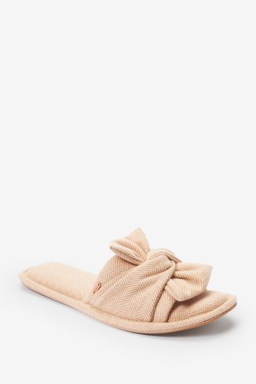 Herringbone Bow Slider Slippers