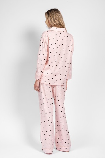 LatteLove Pink Peach With Cat Pattern Pure Cotton Pyjama Set