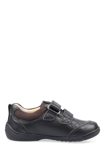 Start-Rite Black Standard Fit Zig Zag Leather First Steps Shoes