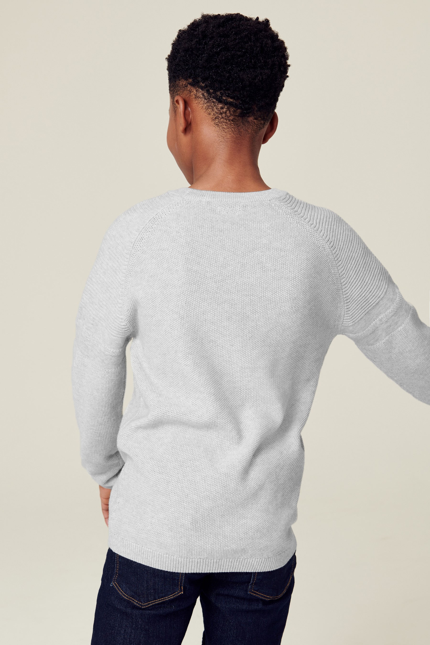 Textured Crew Jumper (3-16yrs) With Stag