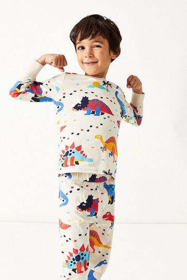 Crew Clothing Company Blue Pj Set Long Sleeve Dino Aop Pyjamas