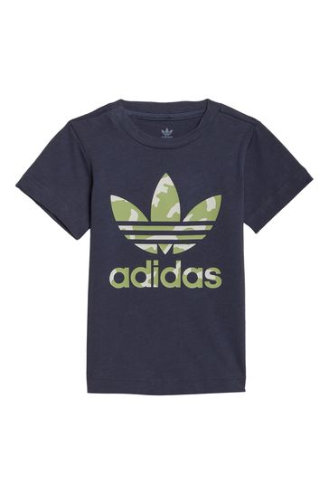 adidas Boys Navy All-Over Print T-Shirt And Shorts Set