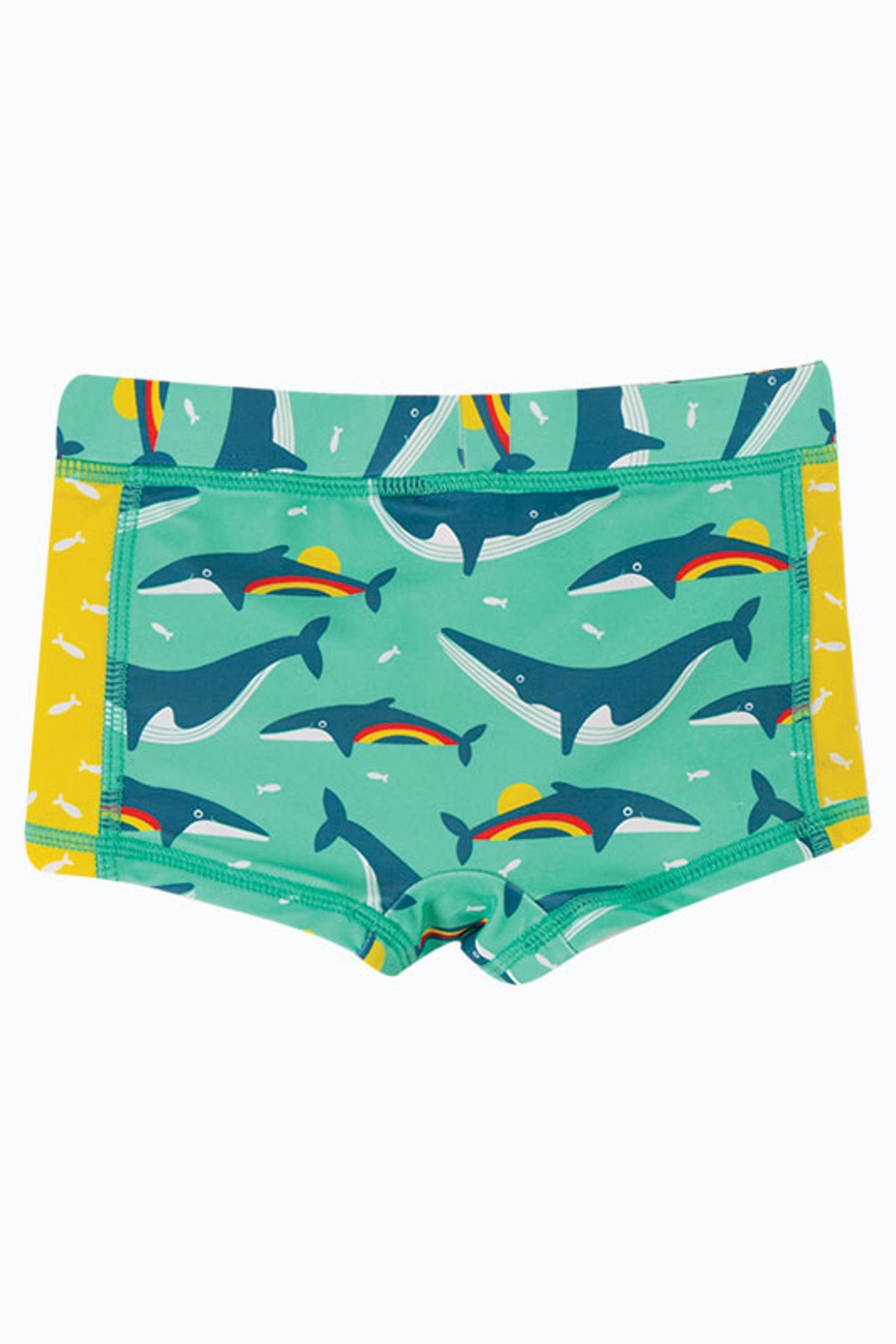 Frugi UPF 50+ Blue Rainbow Whales Trunks