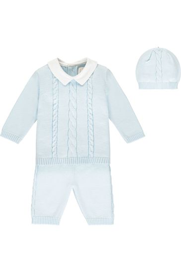 Emile et Rose 2pc Knitted cable Top & Trousers & Hat