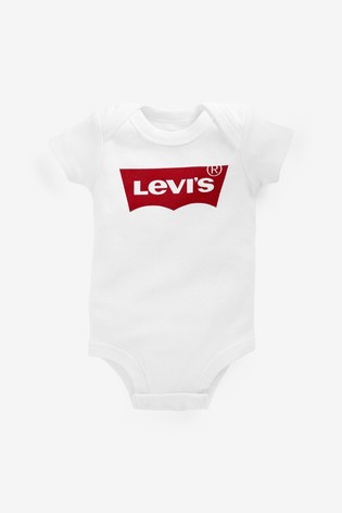 Levi's® Kids White Classic Batwing Infant Hat, Bodysuit And Booties Set