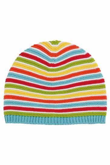 Frugi Natural Organic Cotton Knitted Hat Rainbow Stripe