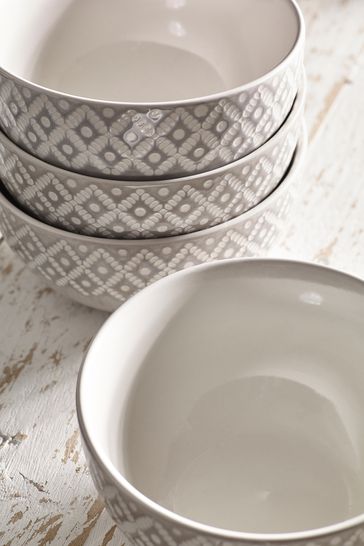 Geo Embossed Set of 4 Bowls