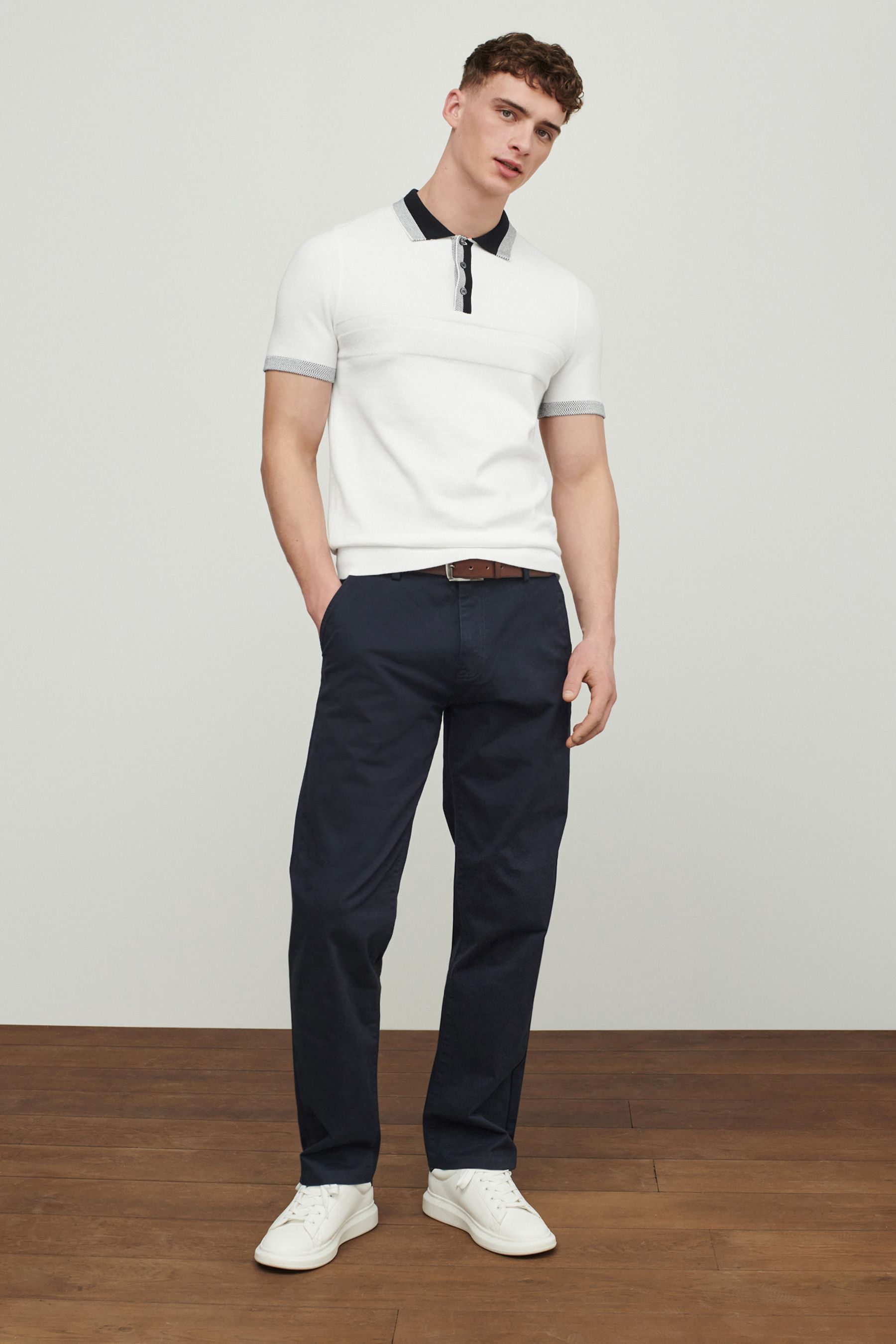 Belted Soft Touch Chino Trousers Straight Fit