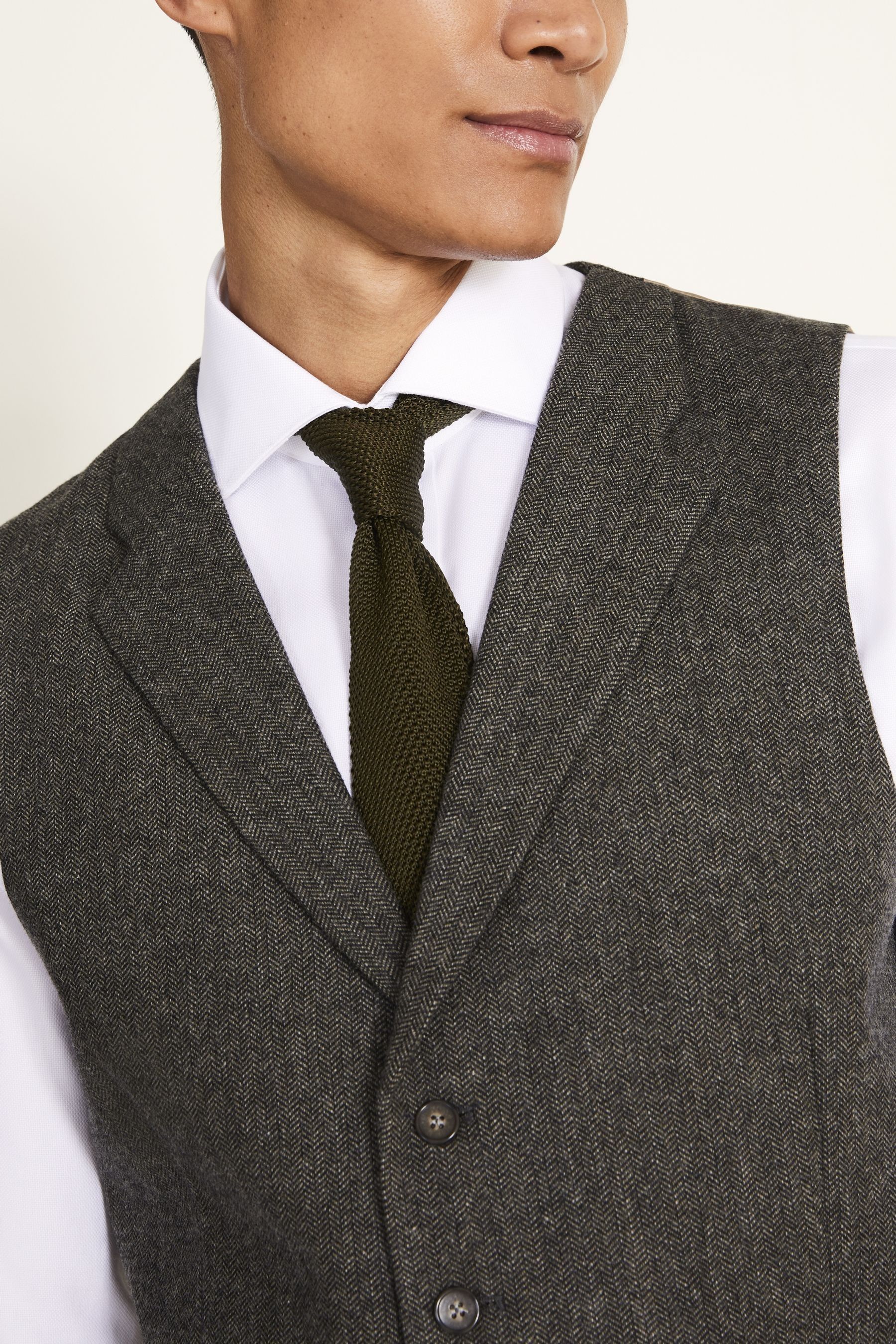 Moss Tailored Fit Herringbone Waistcoat