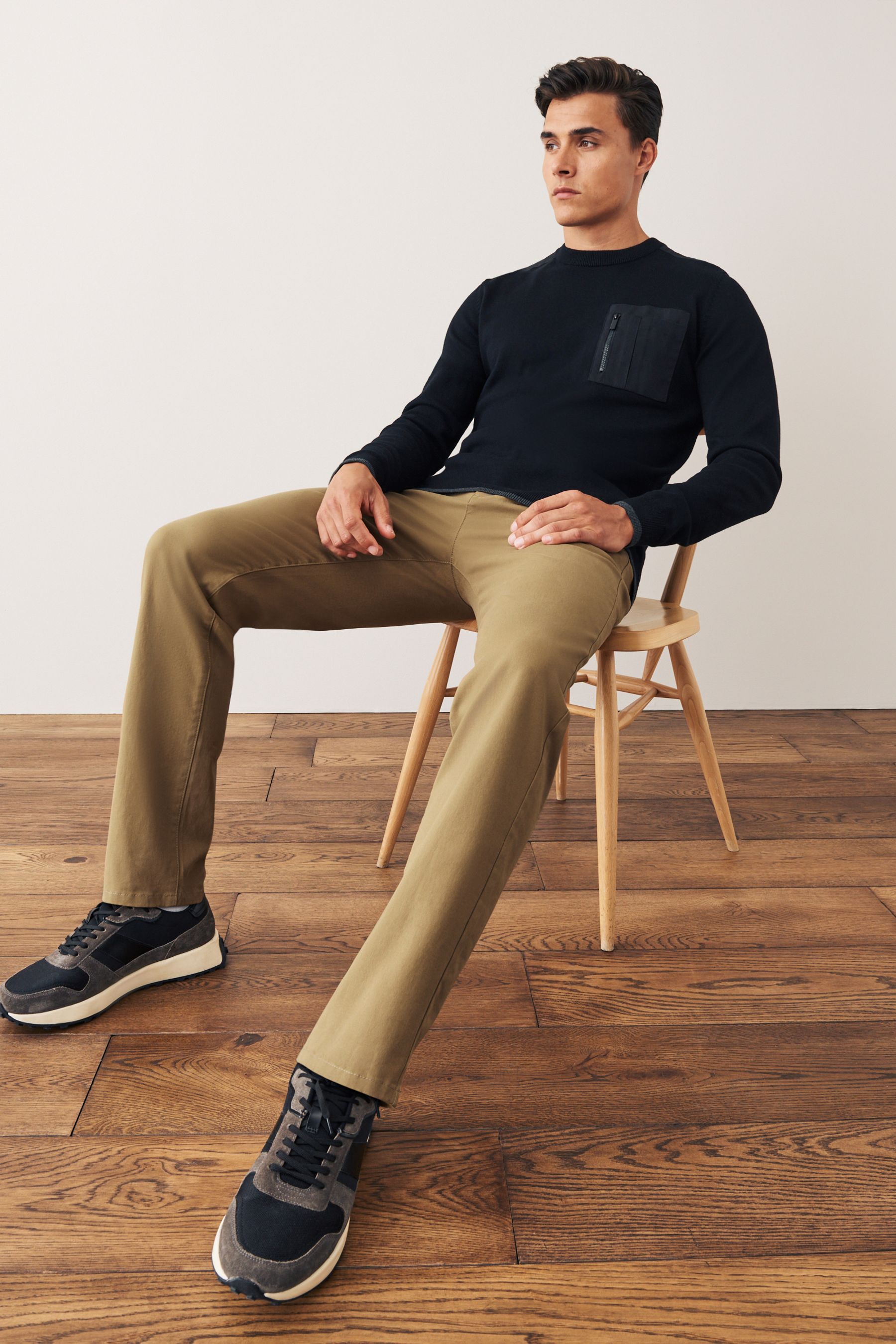 Stretch Chino Trousers Straight Fit