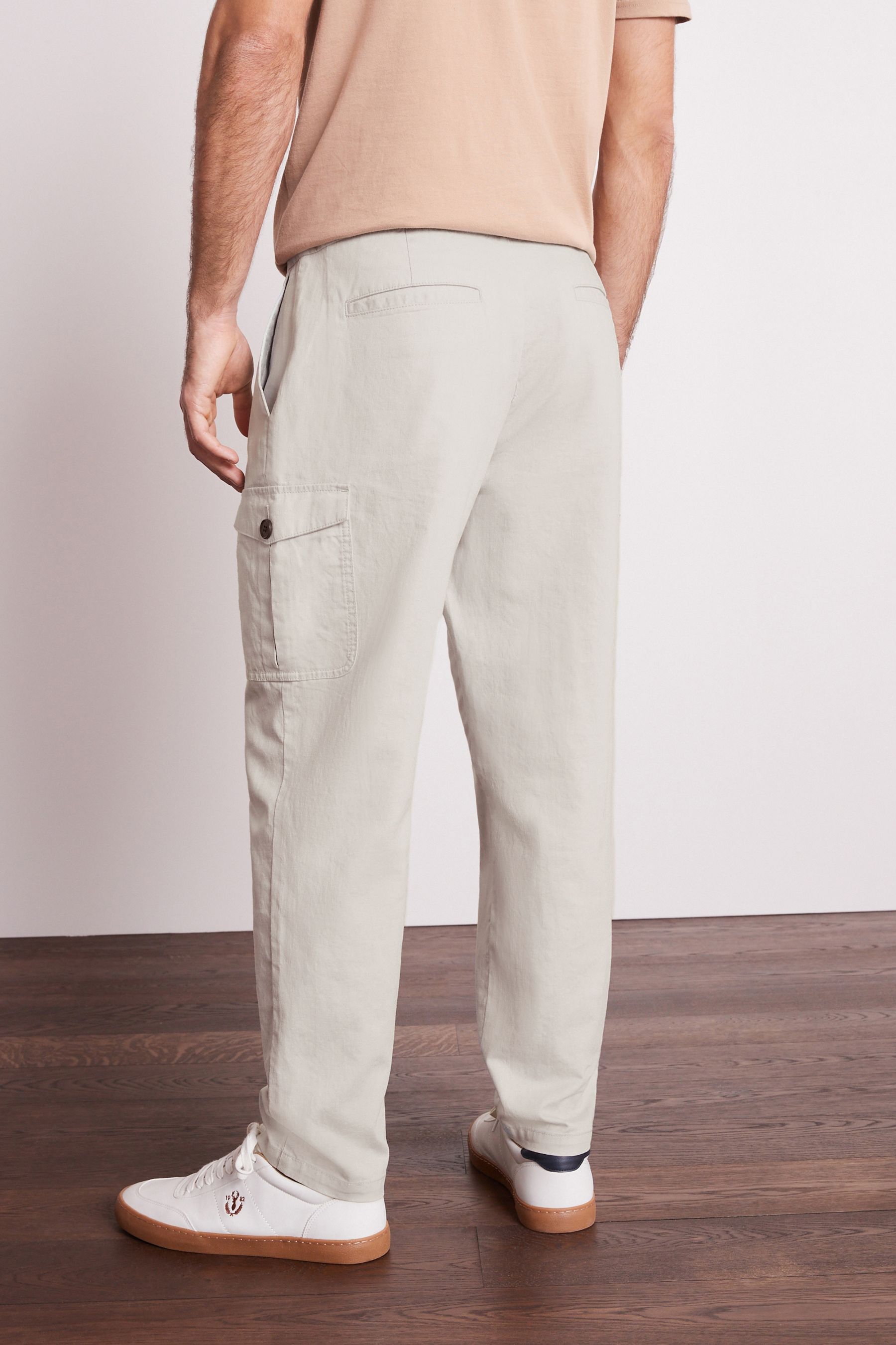 Linen Blend Cargo Trousers