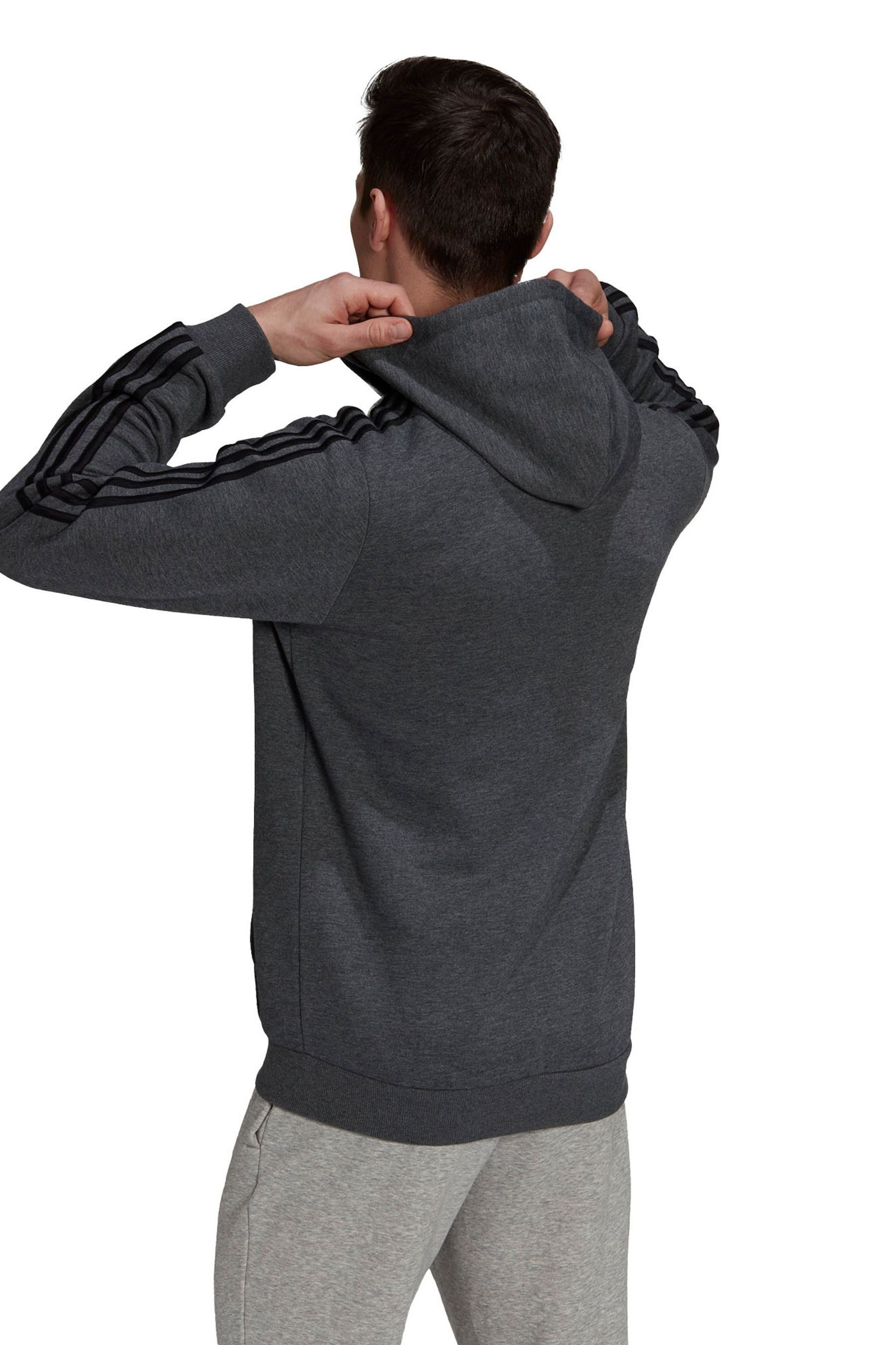 adidias Fleece 3 Stripe Zip Through Hoodie