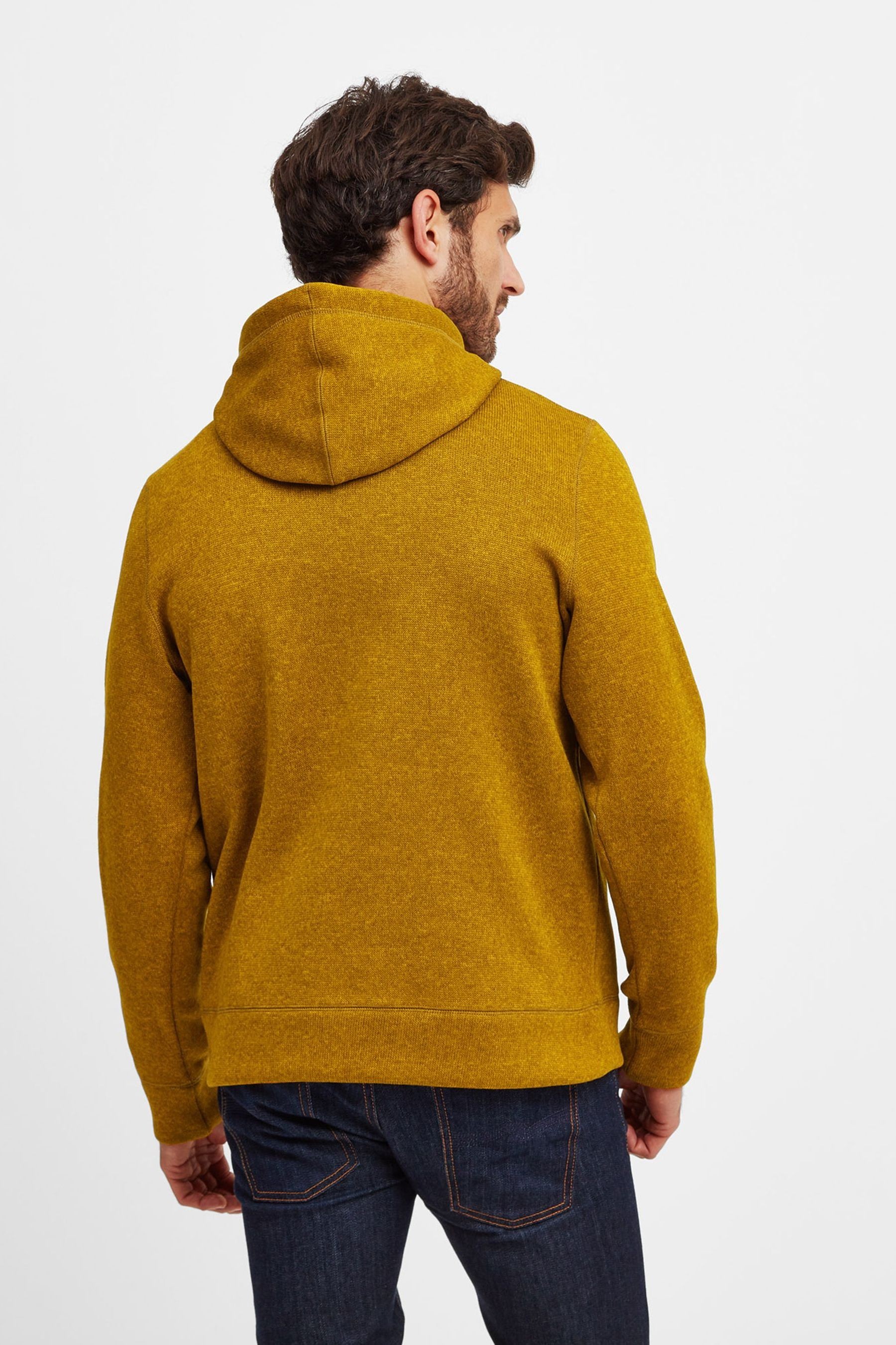 Tog24 Yellow Mosby Mens Knitlook Fleece Hoodie