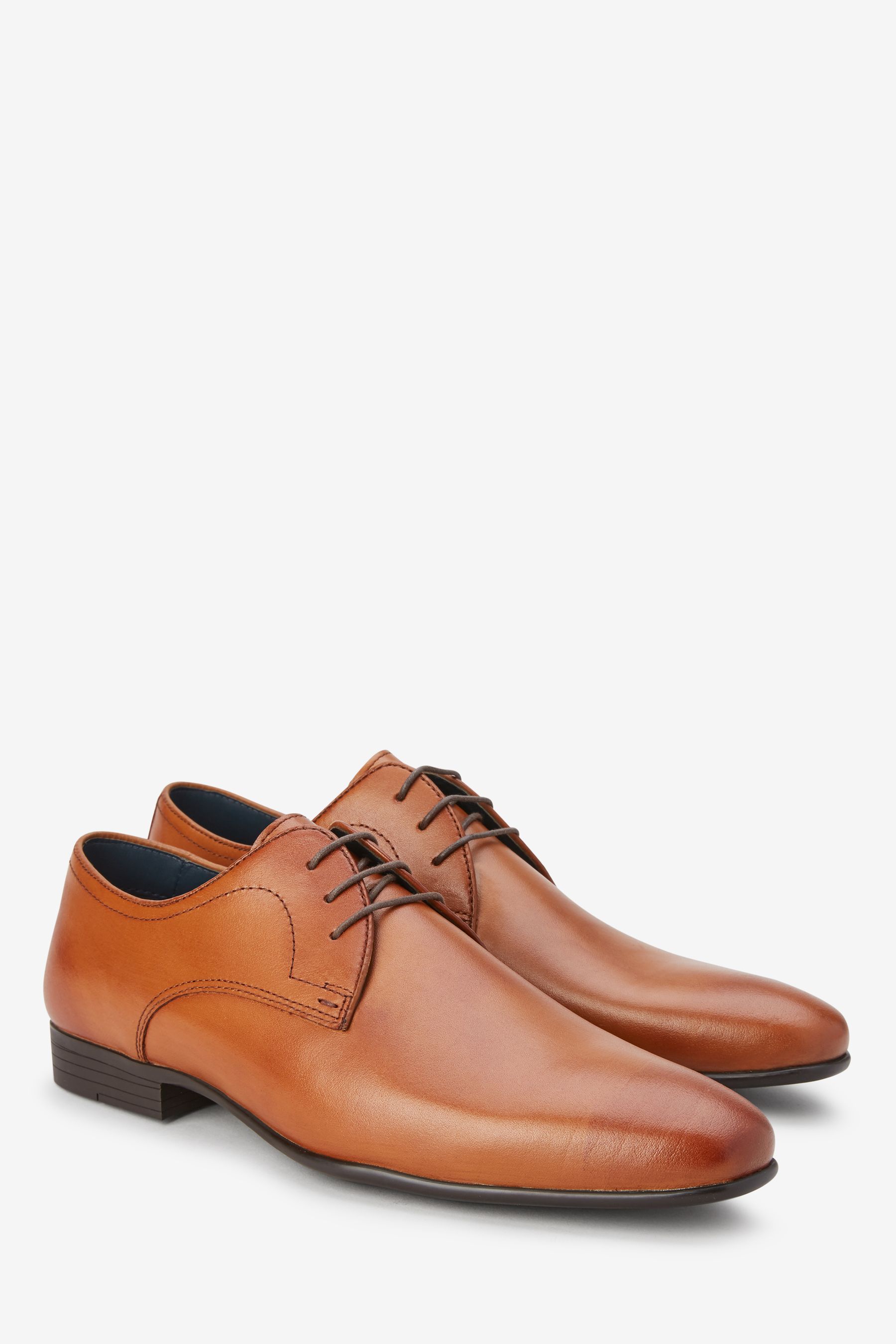 Leather Plain Derby Shoes Regular Fit