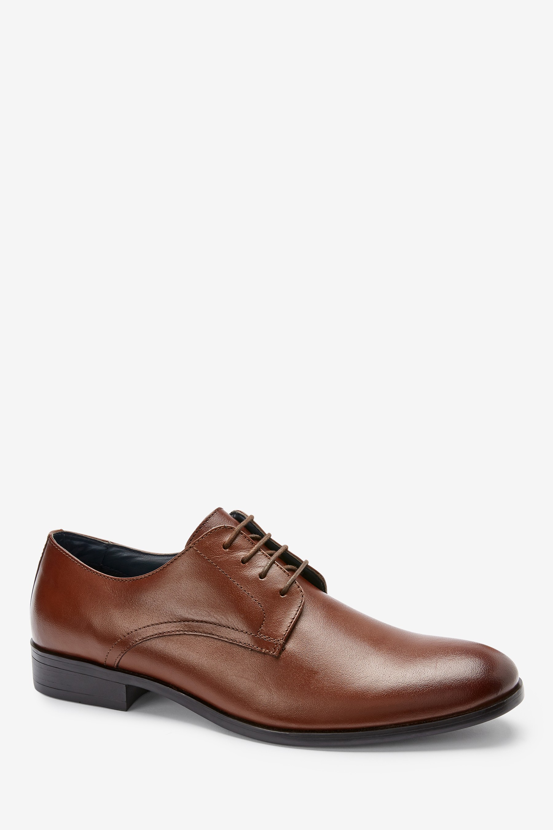 Round Toe Leather Derby Shoes