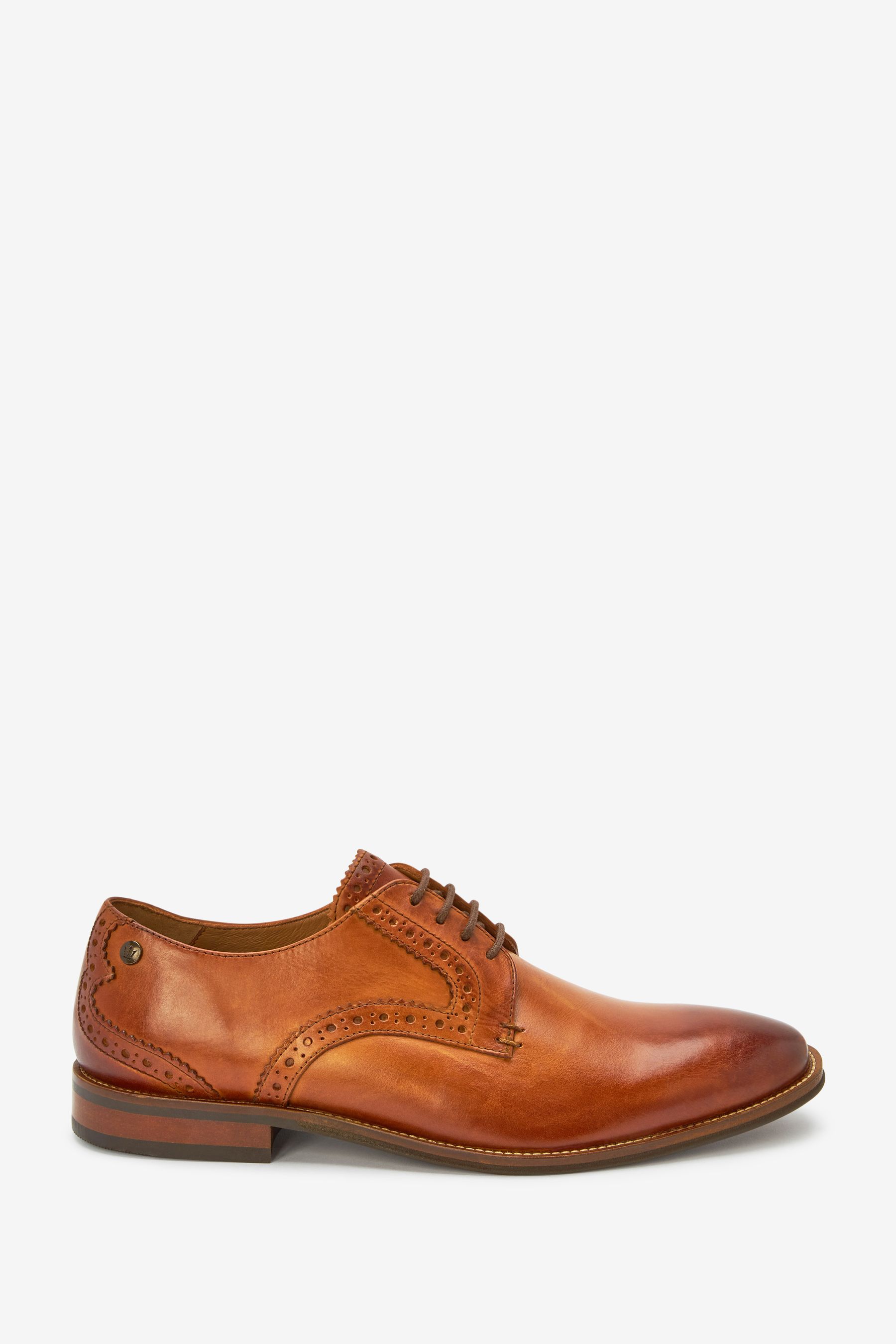 Leather Contrast Sole Derby Shoes