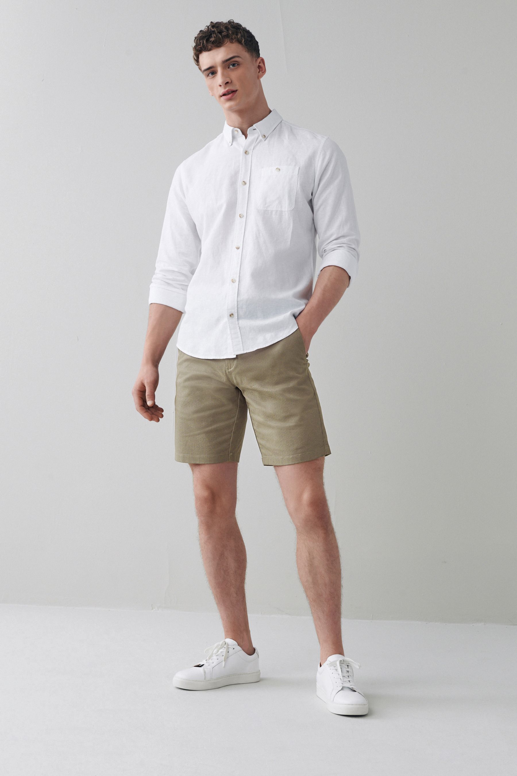 Belted Chino Shorts With Stretch